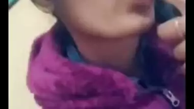 Indian shows fans how horny she is sucking finger and exposing ass