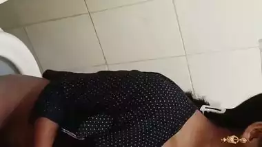 Young wife doggy sex in restroom with manager