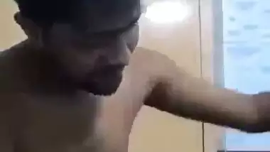 Pervert enjoys bathroom sex with his big boob GF