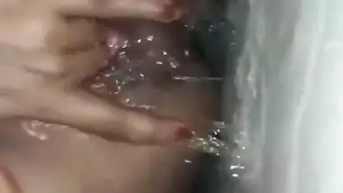 Horny bhabhi masturbating and squirting in bathroom, husband recording