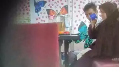 Hijab lady in restaurant having viral sex caught by voyeur